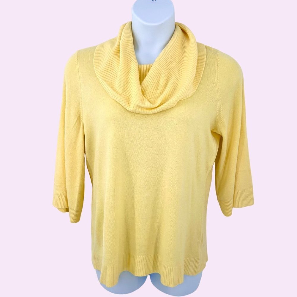LUXE 360 BY MERCER STREET STUDIO YELLOW COWL NECK 3/4 SLEEVE SWEATER - XL